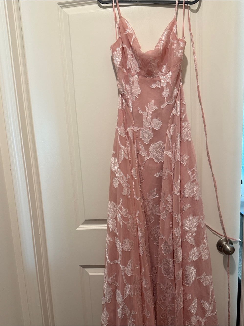 Windsor Dusty Rose Maxi Dress with White Lace Overlay